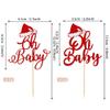 24 PCS Oh Baby Cupcake Toppers Red Glitter Santa Hat Baby Shower Merry Christmas Cupcake Picks for Christmas Theme Baby Shower Kids Birthday Party Cake Decorations Supplies view 2