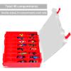Double Sided Toy Storage Organizer Case for Hot Wheels Car, for Matchbox Cars, for Mini Toys, for Small Dolls. Carrying Box Container Carrier with 48 Compartments - Red (Box Only) view 2