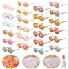 Cindeer 24 Pairs Flower Sunglasses Kids DIY Round Boho Flower Sunglasses Set Includes 100 Pcs Daisy Charm 416 Letter Beads and Glue for Kid Girls Party Favors Gifts Supplies view 1