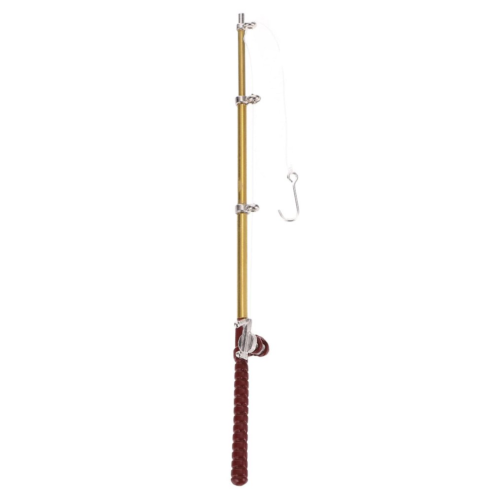 Dollhouse Fishing Pole Set 1:12 Miniature Fishing Pole Dollhouse Decoration Model Adorable Micro Landscape