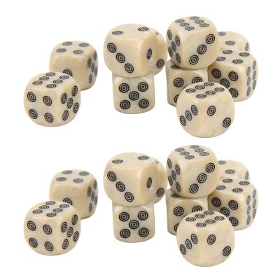 VGEBY 6 Sided Dice Set, 20Pcs White Pearl Grain Circle Dots Six Sided Dice 16mm Standard Game Dice for Table Borad Games Math Teaching Game Accessories