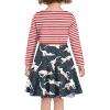 Allcute Teen Girls Twirly Long Sleeve A Line Dress Red Black Star Striped Cat Print Kids Loose Fit Cute Graphic School Dance Party Tunic Skater Dress Size 15-16 Princess Costumes view 4