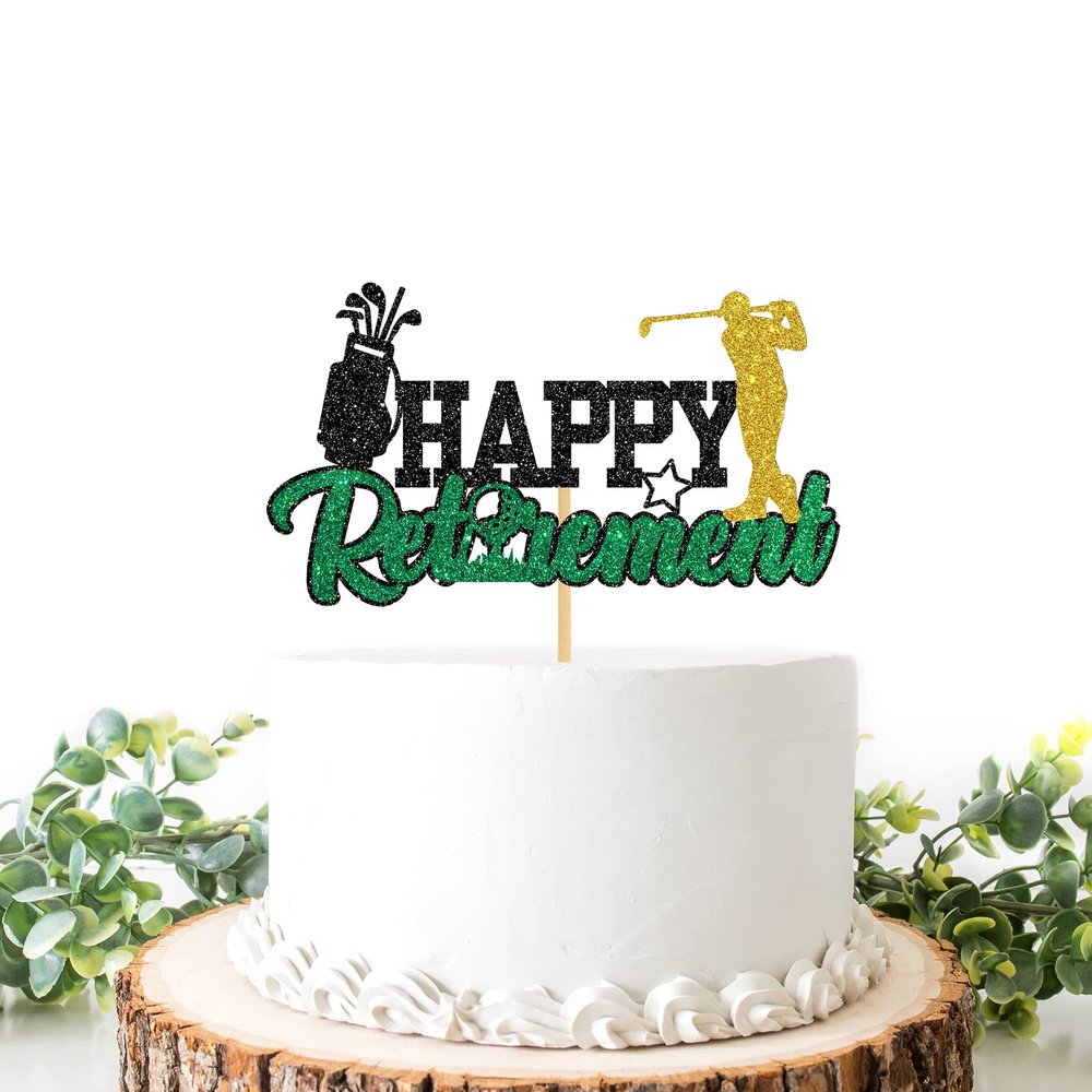 Helewilk Happy Retirement Cake Topper, Officially Retired, Golf Themed Party Decorations, Retirement Celebration Party Decorations Supplies