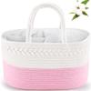 ABenkle Diaper Caddy Organizer, Boho Rustic Cotton Rope Nursery Baby Basket, Changing Table Organizer for Baby Diaper Storage and Baby Shower view 1