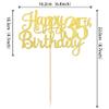 1 PCS Happy 35th Birthday Cake Topper Gold Glitter Cheers to 35 Years Birthday Cake Pick 35 Fabulous Cake Decoration for Happy 35th Birthday Theme Party Decorations Supplies view 2