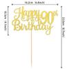 1 PCS Happy 90th Birthday Cake Topper Gold Glitter Cheers to 90 Years Birthday Cake Pick 90 Fabulous Cake Decoration for Happy 90th Birthday Theme Party Decorations Supplies view 2