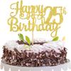 1 PCS Happy 25th Birthday Cake Topper Gold Glitter Cheers to 25 Years Birthday Cake Pick 25 Fabulous Cake Decoration for Happy 25th Birthday Theme Party Decorations Supplies view 1