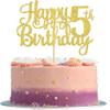 1 PCS Happy 5th Birthday Cake Topper - Gold Glitter Cheers to 5 Years - Fabulous Cake Decoration for 5th Birthday Theme Party view 1