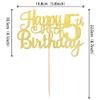 1 PCS Happy 5th Birthday Cake Topper - Gold Glitter Cheers to 5 Years - Fabulous Cake Decoration for 5th Birthday Theme Party view 2