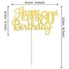 1 PCS Happy 80th Birthday Cake Topper Gold Glitter Cheers to 80 Years Birthday Cake Pick 80 Fabulous Cake Decoration for Happy 80th Birthday Theme Party Decorations Supplies view 2
