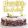 1 PCS Happy 100th Birthday Cake Topper - Gold Glitter Cheers to 100 Years - Fabulous Cake Decoration for 100th Birthday Theme Party view 1