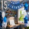 15th Birthday Party Decoration for Boys, Happy Birthday Banner Blue Number 15 Birthday Balloons 15th Birthday Latex Confetti Balloon for Boys Him Son 15 Years Old Birthday Decoration Supplies(15th) view 2