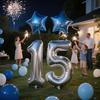 15th Birthday Party Decoration for Boys, Happy Birthday Banner Blue Number 15 Birthday Balloons 15th Birthday Latex Confetti Balloon for Boys Him Son 15 Years Old Birthday Decoration Supplies(15th) view 4