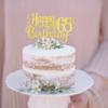 1 PCS Happy 65th Birthday Cake Topper Gold Glitter Cheers to 65 Years Birthday Cake Pick 65 Fabulous Cake Decoration for Happy 65th Birthday Theme Party Decorations Supplies view 4