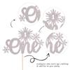 1 PCS Snowflake One Cake Topper Glitter Winter Frozen Theme First Birthday Snowflake Cake Pick for Winter Onederland Baby Shower Kids 1st Birthday Party Cake Decorations Supplies Silver view 2