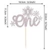 1 PCS Snowflake One Cake Topper Glitter Winter Frozen Theme First Birthday Snowflake Cake Pick for Winter Onederland Baby Shower Kids 1st Birthday Party Cake Decorations Supplies Silver view 3
