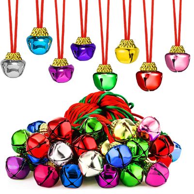 yfstyle Christmas Bell Necklaces Christmas Necklace and Bracelet Set AdjustableRed Green Jingle Bell Necklaces Bell Ornaments for Party-16pcs