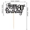 1 PCS Happy 80th Birthday Cake Topper Glitter Cheers to 80 Years Birthday Cake Pick 80 Fabulous Cake Decoration for Happy 80th Birthday Theme Party Decorations Supplies Black view 2