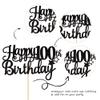 1 PCS Happy 100th Birthday Cake Topper Glitter Cheers to 100 Years Cake Pick 100 Fabulous Cake Decoration for 100th Birthday Party Decorations Supplies Black view 3