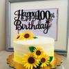 1 PCS Happy 100th Birthday Cake Topper Glitter Cheers to 100 Years Cake Pick 100 Fabulous Cake Decoration for 100th Birthday Party Decorations Supplies Black view 4