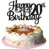 1 PCS Happy 20th Birthday Cake Topper Glitter Cheers to 20 Years Birthday Cake Pick Twenty 20 Fabulous Cake Decoration for Happy 20th Birthday Theme Party Decorations Supplies Black view 1