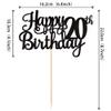 1 PCS Happy 20th Birthday Cake Topper Glitter Cheers to 20 Years Birthday Cake Pick Twenty 20 Fabulous Cake Decoration for Happy 20th Birthday Theme Party Decorations Supplies Black view 2