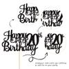 1 PCS Happy 20th Birthday Cake Topper Glitter Cheers to 20 Years Birthday Cake Pick Twenty 20 Fabulous Cake Decoration for Happy 20th Birthday Theme Party Decorations Supplies Black view 3
