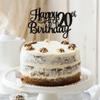 1 PCS Happy 20th Birthday Cake Topper Glitter Cheers to 20 Years Birthday Cake Pick Twenty 20 Fabulous Cake Decoration for Happy 20th Birthday Theme Party Decorations Supplies Black view 4
