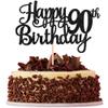 1 PCS Happy 90th Birthday Cake Topper Glitter Cheers to 90 Years Birthday Cake Pick 90 Fabulous Cake Decoration for Happy 90th Birthday Theme Party Decorations Supplies Black view 1