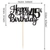 1 PCS Happy 45th Birthday Cake Topper Glitter Cheers to 45 Years Birthday Cake Pick 45 Fabulous Cake Decoration for Happy 45th Birthday Theme Party Decorations Supplies Black view 2