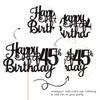 1 PCS Happy 45th Birthday Cake Topper Glitter Cheers to 45 Years Birthday Cake Pick 45 Fabulous Cake Decoration for Happy 45th Birthday Theme Party Decorations Supplies Black view 3