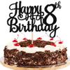 1 PCS Happy 8th Birthday Cake Topper Glitter Cheers to 8 Years Cake Pick Number 8 Fabulous Cake Decoration for 8th Birthday Theme Party Decorations Supplies Black view 1