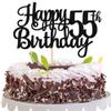 1 PCS Happy 55th Birthday Cake Topper Glitter Cheers to 55 Years Birthday Cake Pick 55 Fabulous Cake Decoration for Happy 55th Birthday Theme Party Decorations Supplies Black view 1