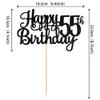 1 PCS Happy 55th Birthday Cake Topper Glitter Cheers to 55 Years Birthday Cake Pick 55 Fabulous Cake Decoration for Happy 55th Birthday Theme Party Decorations Supplies Black view 2