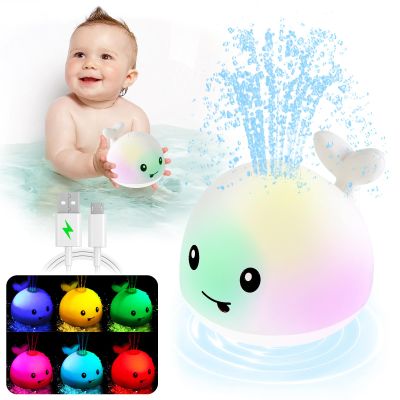 ANGGIKO Baby Bath Toys, Toddler Bath Toys for Kids Ages 1-3, Valentines Day Gifts for Babies, 1 2 3 Year Boy Girl Gifts Baby Toy 6-12-18 Months Light Up Whale Bath Toy Sprinkler Bathtub Pool Water Toy