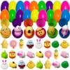 Pinkiwine 24 Pack Plastic Prefilled Easter Eggs with Easter Mochi Squishy Toys Inside for Kids Boys Girls Toddlers Easter Basket Stuffers Gifts Fillers view 1