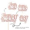 1 PCS Happy 80th Birthday Cake Topper Glitter Cheers to 80 Years Birthday Cake Pick 80 Fabulous Cake Decoration for Happy 80th Birthday Theme Party Decorations Supplies Rose Gold view 2