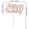 1 PCS Happy 85th Birthday Cake Topper Glitter Cheers to 85 Years Birthday Cake Pick 85 Fabulous Cake Decoration for Happy 85th Birthday Theme Party Decorations Supplies Rose Gold view 3