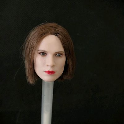 Fremego 1/6 Scale Female Head Sculpt,European Girl Pale Skin Planted Hair Customized Head Carved for 12inch PH TBL JO Female Action Figure Body (Brown Short Hair)