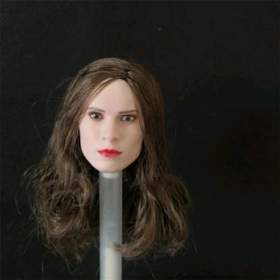 Fremego 1/6 Scale Female Head Sculpt,European Girl Pale Skin Planted Hair Customized Head Carved for 12inch PH TBL JO Female Action Figure Body (Brown Curls Hair)