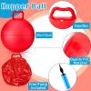 Lewtemi 3 Pcs 29 Inch Bouncing Ball with Handle, Outdoors Hopper Jumping Hopping Ball and Air Pump for Sports Exercise (Red, Blue, Green) view 2