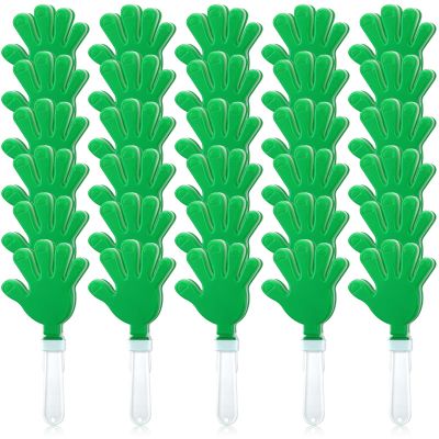 50 Pcs 7.5 Inch Green/White Hand Clapper Plastic Noise Makers for Sporting Events St. Patrick's Party Hand Clappers Noisemakers for St. Patrick's Day Party Favors Birthday Sports Game Celebration