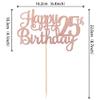 1 PCS Happy 25th Birthday Cake Topper Glitter Cheers to 25 Years Birthday Cake Pick 25 Fabulous Cake Decoration for Happy 25th Birthday Theme Party Decorations Supplies Rose Gold view 2