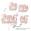 1 PCS Happy 6th Birthday Cake Topper Glitter Cheers to 6 Years Cake Pick Number 6 Fabulous Cake Decoration for 6th Birthday Party Decorations Supplies Rose Gold view 2