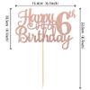 1 PCS Happy 6th Birthday Cake Topper Glitter Cheers to 6 Years Cake Pick Number 6 Fabulous Cake Decoration for 6th Birthday Party Decorations Supplies Rose Gold view 3