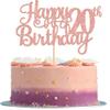 1 PCS Happy 20th Birthday Cake Topper Glitter Cheers to 20 Years Birthday Cake Pick Twenty 20 Fabulous Cake Decoration for Happy 20th Birthday Theme Party Decorations Supplies Rose Gold view 1