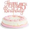 1 PCS Happy 45th Birthday Cake Topper Glitter Cheers to 45 Years Birthday Cake Pick 45 Fabulous Cake Decoration for Happy 45th Birthday Theme Party Decorations Supplies Rose Gold view 1