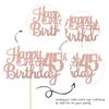 1 PCS Happy 45th Birthday Cake Topper Glitter Cheers to 45 Years Birthday Cake Pick 45 Fabulous Cake Decoration for Happy 45th Birthday Theme Party Decorations Supplies Rose Gold view 2
