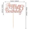 1 PCS Happy 45th Birthday Cake Topper Glitter Cheers to 45 Years Birthday Cake Pick 45 Fabulous Cake Decoration for Happy 45th Birthday Theme Party Decorations Supplies Rose Gold view 3