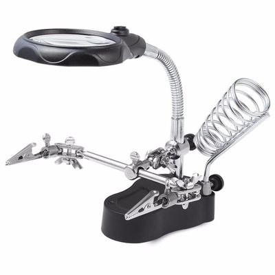 RADHAX Microscope Kit 3.5X 12X Thired Hand Magnifier Soldering Magnifying Glass Microscope Lens Adapters